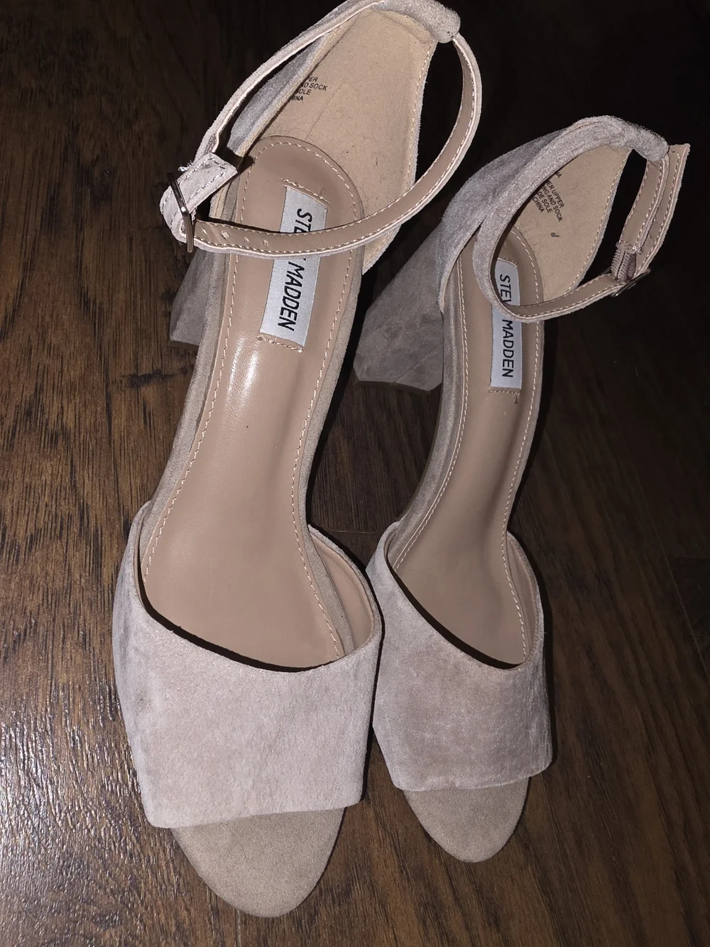 Steve Madden Taupe Suede Block Heel Sandals